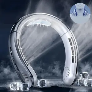 USB Rechargeable Neck Hanging Fan, 100-Speed Setting Neck Fan with Digital Display, Portable Neck Fan, Wearable Fan for Concert, Music Festival, Sports Event