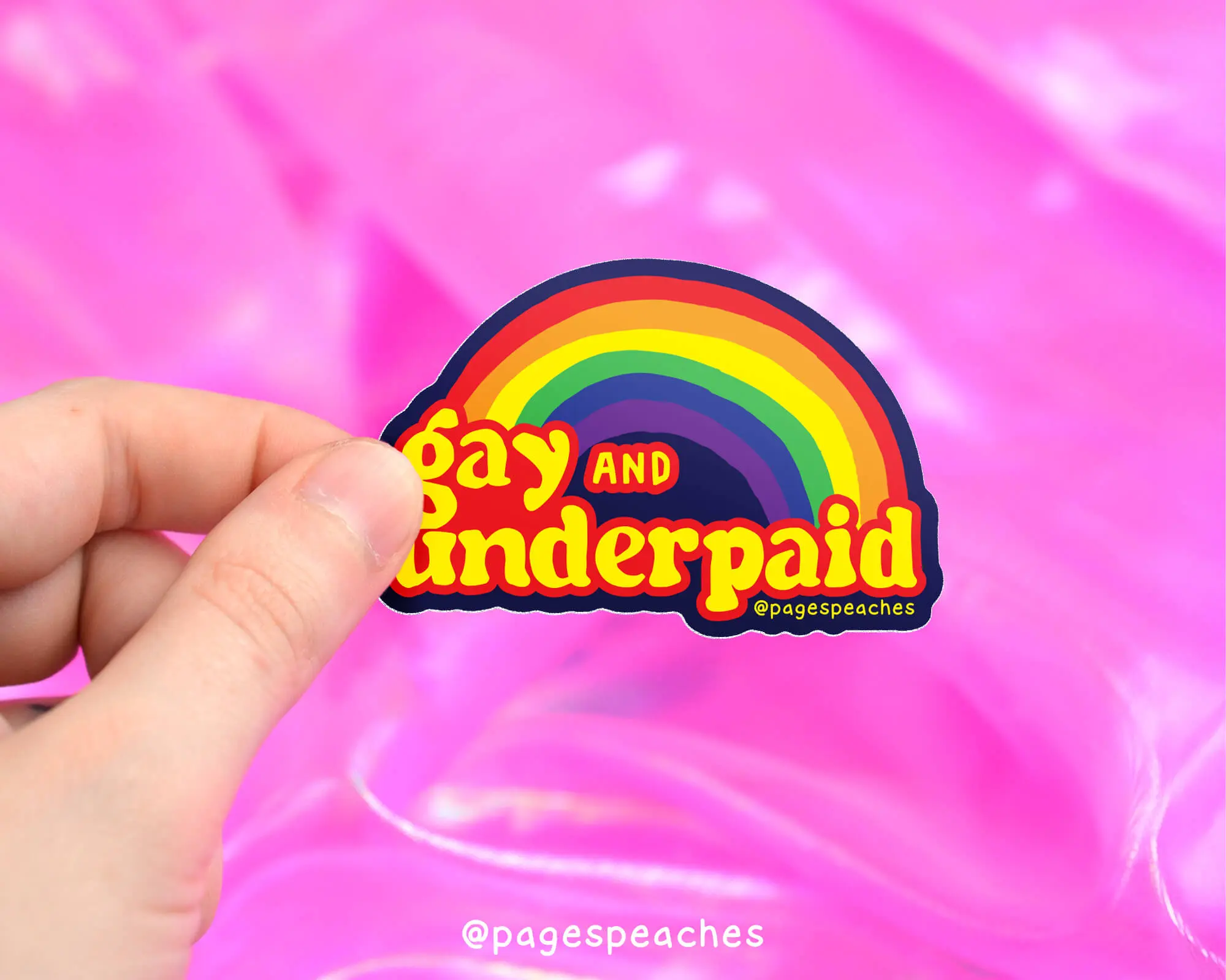Page's Peaches Gay and Underpaid Waterproof Vinyl Sticker decal