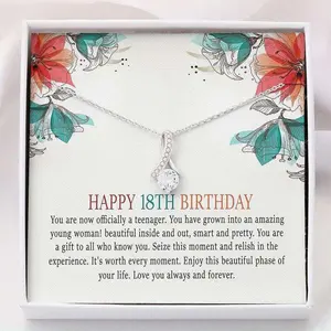 Daughter Necklace, Eighteen Birthday Necklace “ 18Th Birthday Gift Girl Necklace, Jewelry Message Card, Necklace Gifts For Birthday, Anniversary, Christmas Day, Thanksgiving