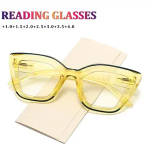 Women's Cat Eye Large Frame Reading Glasses, Face Shaping, Slimming Effect, Vintage Fashion, Unisex Daily Wear, Stylish Eyewear, High Quality Eyewear