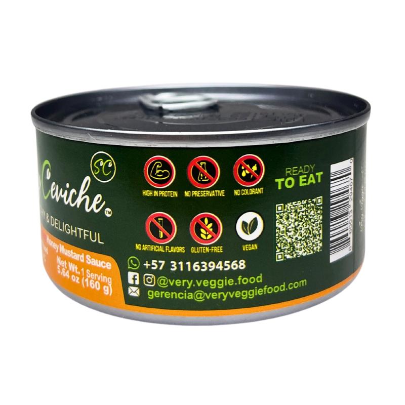 (4-Pack ) Soy Ceviche–Honey Mustard & BBQ (Spicy & Mild)–5.64oz–Vegan Protein–Gluten Free– Ready to eat Fiber Iron