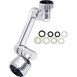 Universal 1080 Swivel Robotic Arm Swivel Extension Faucet Aerator Sink Water Splash rotatable Faucet Aerator 2 Mode Rotating Filter Extension，ABS