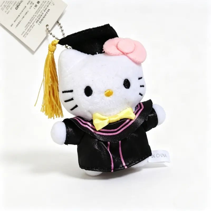 Hello Kitty Plush Keychain 4.5 Inch Stuffed Toy - Cute Bowknot Kitty Bag Charm & Backpack Decoration (Red)