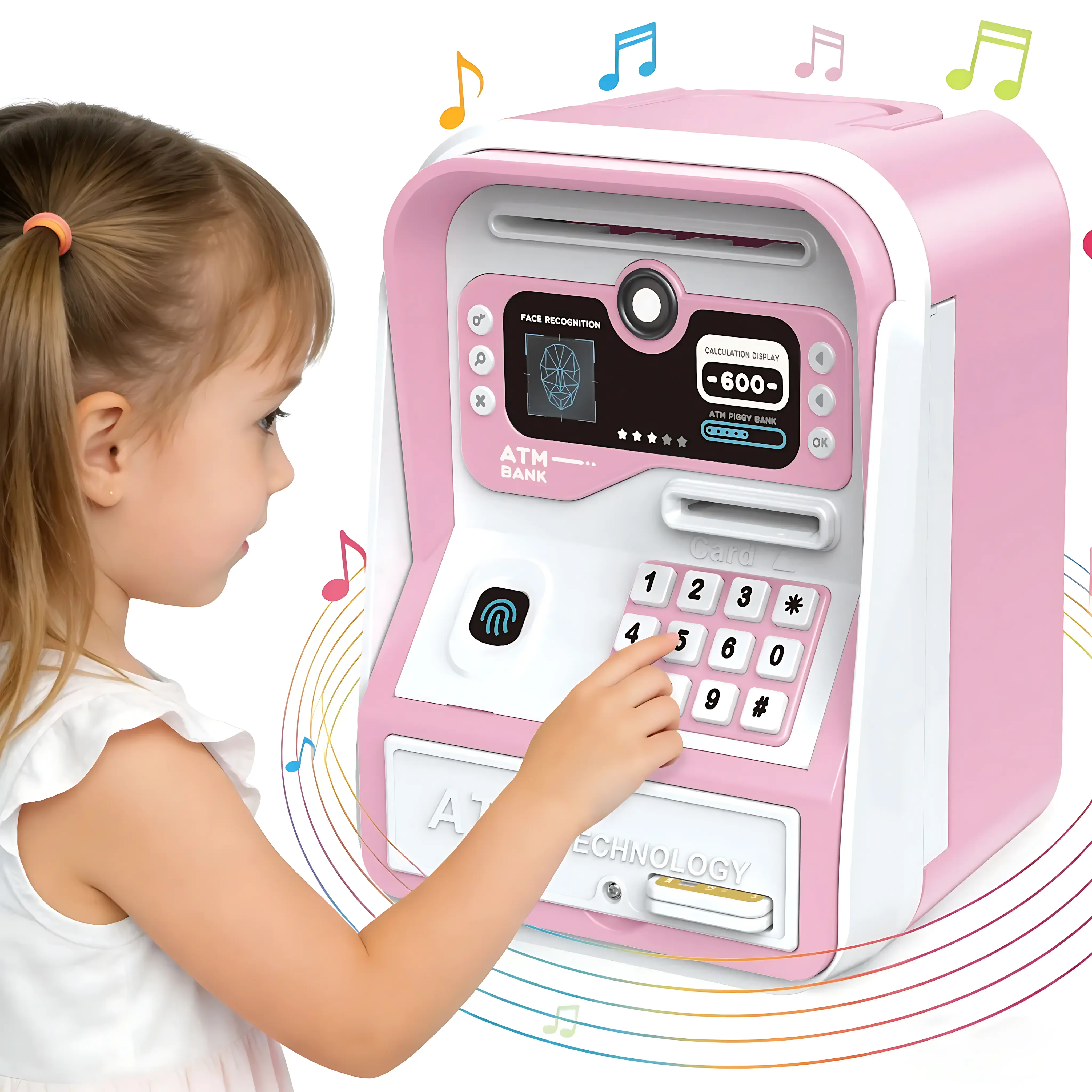 Durable Electronic ATM Piggy Bank Toy for Kids - Password Code Lock, Secure ABS Savings Box for Coins & Cash, Boys & Girls Birthday Christmas Gift mini