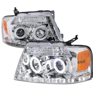 2004-2008 F-150/ 2006-2008 Mark LT Dual Halo Projector Headlights w/ LED Light Strip (Chrome Housing/Clear Lens)