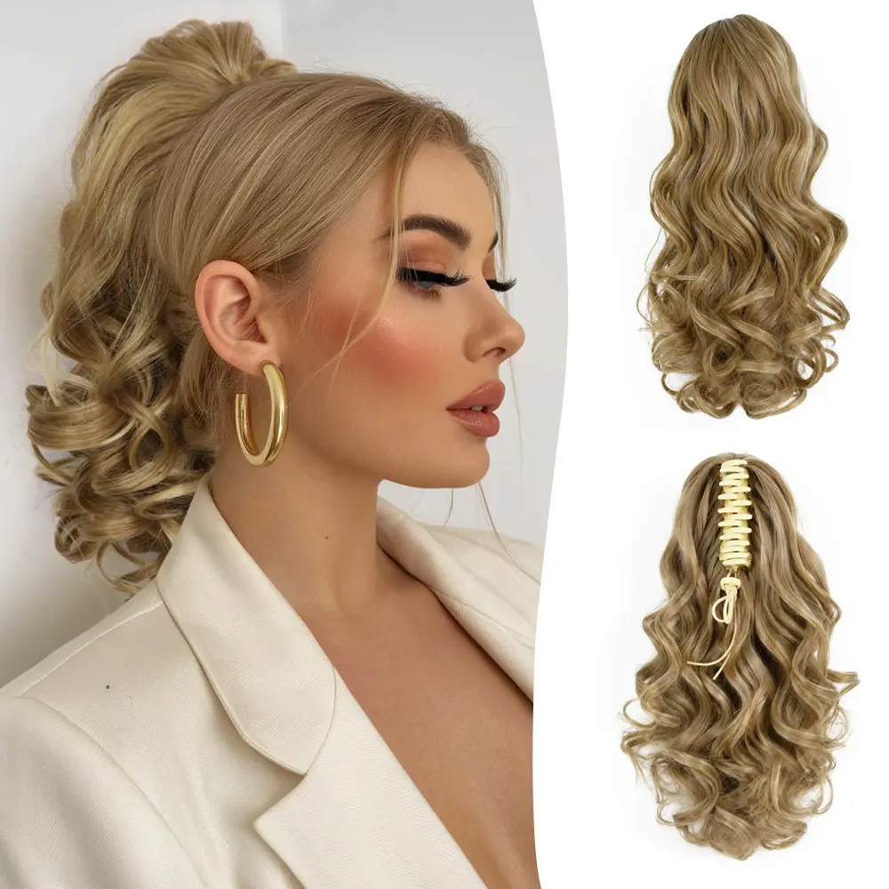 Claw Clip 12 Inch Ponytail Extension Curly Ponytail Extension, Wavy Pony Tails Hair Extensions, Synthetic Hair Extensions Ponytail, Clip On Ponytails for Women