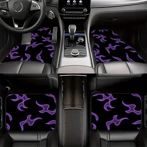 Set of 4 black and purple car floor mats, full front and rear carpet protection mats, universal car interior mats, a gift for dad, mom, or girlfriend