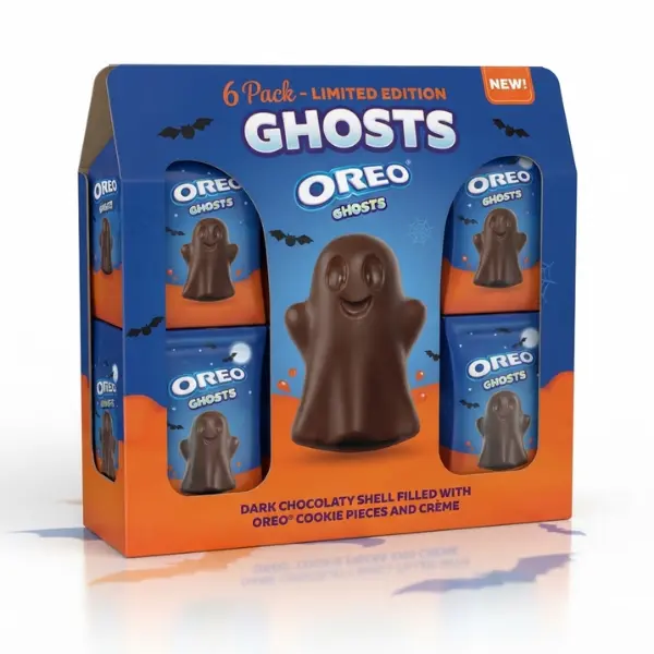 Frankford Oreo Crème-Filled Dark Chocolate Ghosts Halloween Dessert Snack Box, 6-Piece Boxed Pack Candy Bundle Box