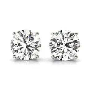 Rylos 14K White Gold Diamond Stud Earrings for Women, Lab-Grown Diamonds, 2–5 Carat, Color F-G, Clarity VS-SI
