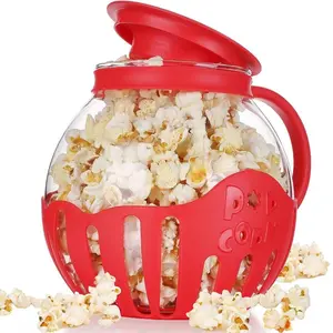 2.13QT Microwave Glass Popcorn with Silicone Lid Microwave Popcorn with Temperature Safe Glass