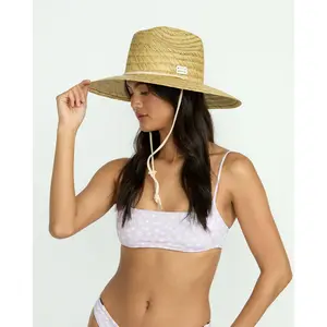 BILLABONG New Comer Straw Hat, Wide Brim Seagrass Straw Structured Brim Rope Chin Strap Windproof Design, Summer Beach Vacation Sun Protection Hat