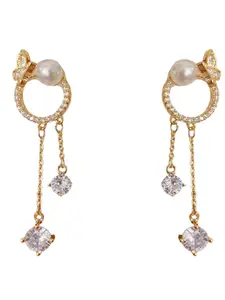 Unique Design S925 Silver Needle Zircon Round Ring Butterfly Tassel Earrings, Lightweight Luxury Fashion Jewelry, Slimming Ear Rings