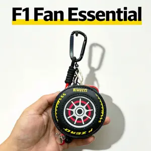 MINISO x Disney Mickey F1 Racing Collection Tire-Shaped Coin & Earphone Pouch Bag Charm | Premium Stylish Accessory, KeychainPendant, CuteAccessories