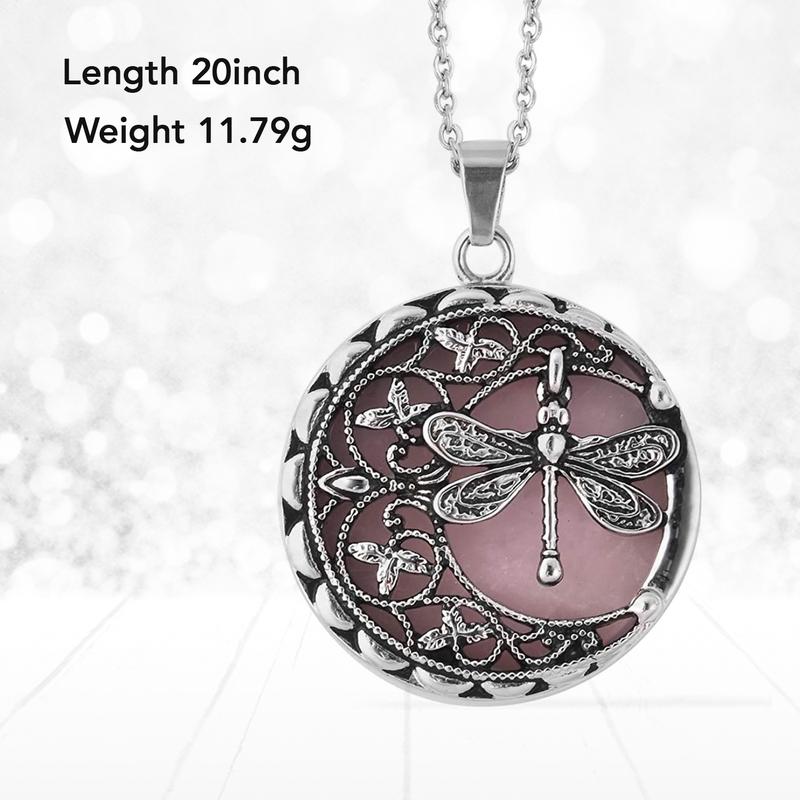 Dragonfly Necklace for Women - Summer Beach Boho Jewelry - Aventurine, Carnelian, Dyed, Rose Quartz, Blue Sandstone Birthstone Necklace Birthday Christmas Gifts for Womens - 20"