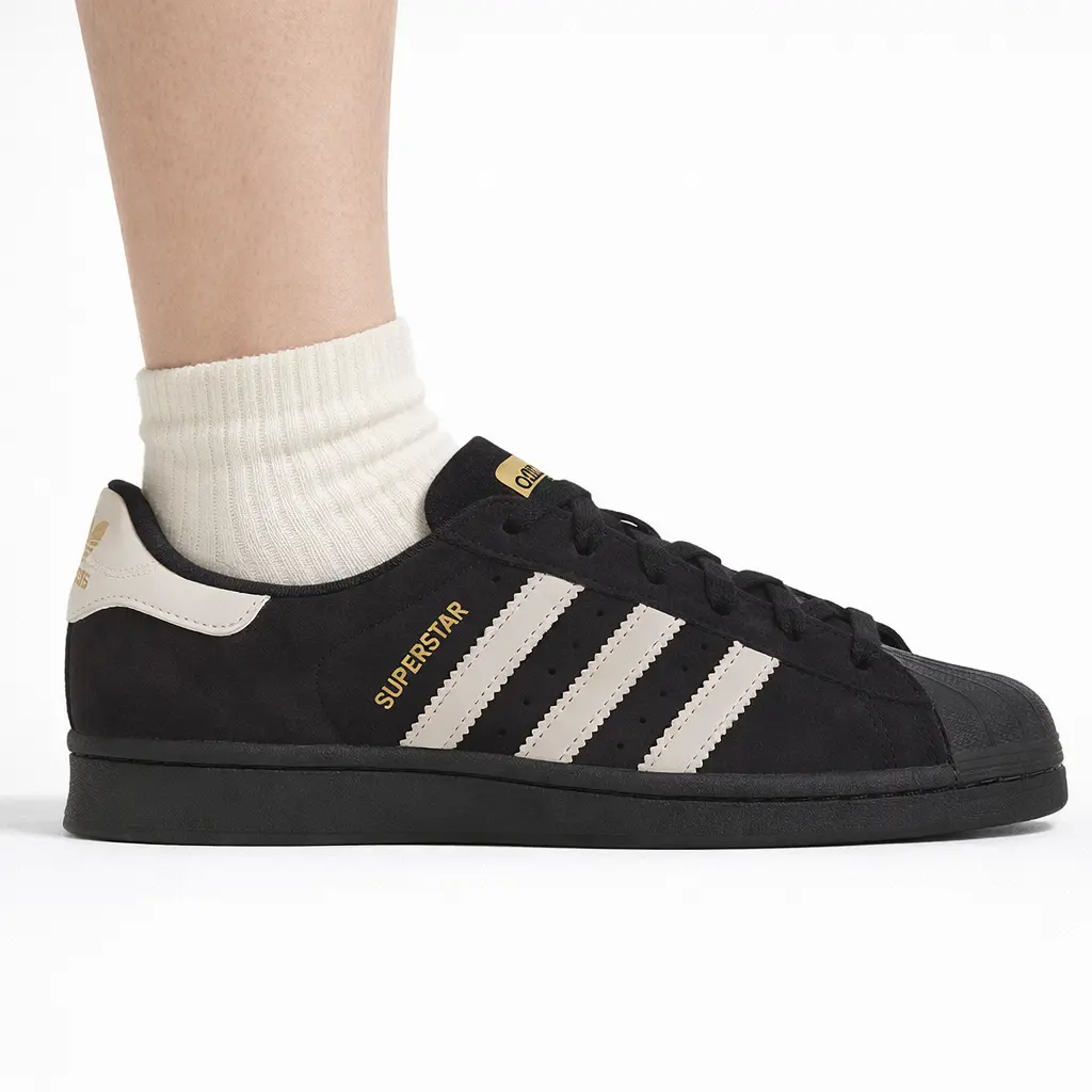 Women's Adidas Originals Superstar Casual Low-Top Sneakers - Solid Black, Durable Shell Toe, Rubber Outsole, Smooth Leather-Style Build, Lace-Up Fit, Heritage Look, Classic White Accents