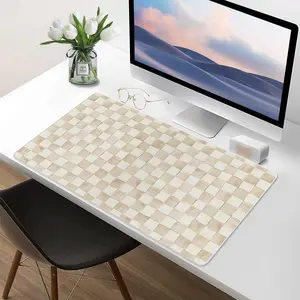 Mackenzie Childs Mocha Check Desk Mat Protector, Waterproof & Non-Slip Base Large Mouse Pad for Home