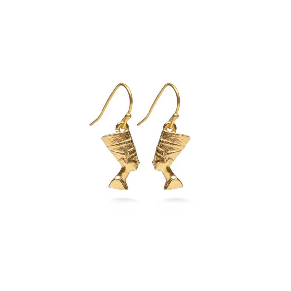 Nefertiti Earrings - Bright Gold Finish, Elegant Design, Lightweight and Durable, Perfect for Any Occasion