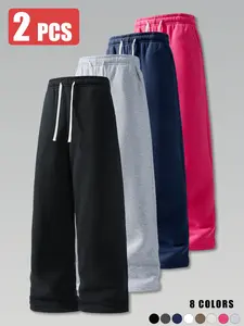 summervibes 2-pack men’s casual athletic pants, loose straight fit, knit versatile sweatpants, spring/summer/autumn styles