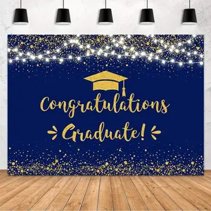2026 Graduation Party Polyester Background Cloth, Blue Congratulations Banner, Large Decoration for 2026 Graduates, Photography Props, Graduation Party Decorations