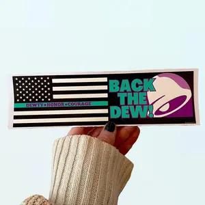 Back the Dew (Baja Blast) Bumper Sticker or Magnet Premium Weatherproof Vinyl 8.5 x 2.5 - Frog Mustard Stickers Decor Decorative Boyfriend Gift Ornaments Tiles Sticker Print Tape
