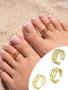 3-Piece Adjustable Toe Rings for Women, Stainless Steel Open-Toe Jewelry, Ideal for Parties and Summer Foot Accessories