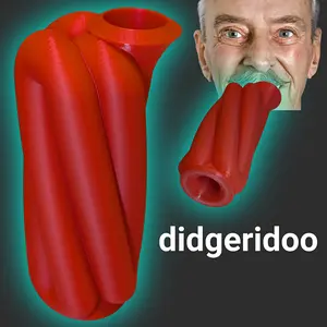 instrument didgeridoo Red breathe work small tool for sleep improvement key of E made of Bioplastic PLA Solid red color