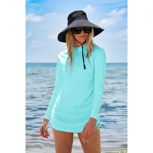 Women's Lawai Ruche Swim Shirt | Blue Curacao
