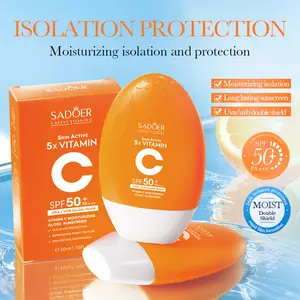 SADOER SPF 50+ PA+++ Vitamin C Sunscreen  ，Waterproof & Sweat-Resistant Broad SpectrumUVA/UVB Protection I Lightweight, Non-Greasy DailySunscreen for Face & Body