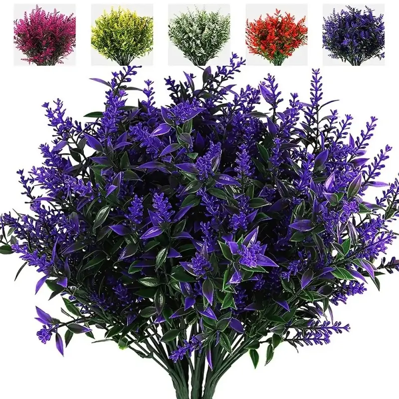 24pcs  Wheat Straw Lavender Bunches,  Lavender Bouquet, 5 Color Options, Indoor Outdoor Decorative Fake Flowers, Plastic Greenery Plant,  Flowers For Outside Artificial