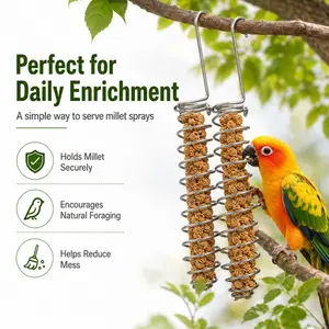 2 PCS Stainless Steel Bird Feeders - Durable Parrot Snack and Seed Container for Parakeets, Cockatiels, African Grey Parrots, Peafowl Parrots, General Parrots, Macaws (Model: DM647)