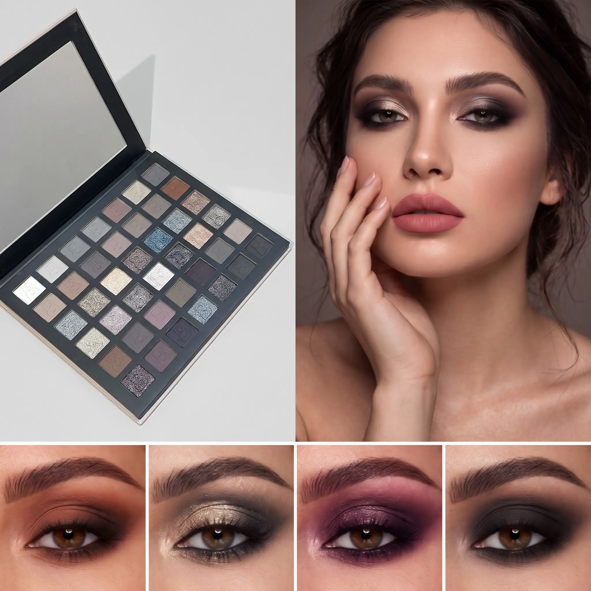 Smoky Tone Eyeshadow Palette, Assorted Matte Satin Shimmer Metallic Glitter Eye Shadow Set, High Pigment Smooth Blendable Waterproof Long‑Wearing Eyeshadow for Dramatic Smoky, Daily & Festival Party Eye Makeup Looks