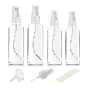 Small Spray Bottle, Clear Empty Mini Travel Plastic Bottle. Premium spray bottles for perfumes and cosmetics. 2 * 1oz, 2 * 1.7oz. (4 Pack)