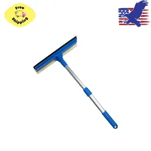 2 in 1 Professional Window Squeegee Cleaner with Long Stainless Steel Handle, Sponge