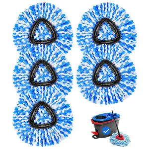 Spin Mop Head Replacements Compatible with Ocedar RinseClean 2 Tank System,Mop Head Refill Replacement for O-cedar 2 Tank System - Easy to Replace,100% Microfiber, All Hard-surfaced Floor Clean 5 Pack