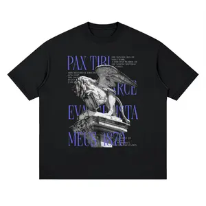 Streetwear Loose Drop Shoulder T-Shirt, Vintage Venice Lion Statue Typography T-Shirt