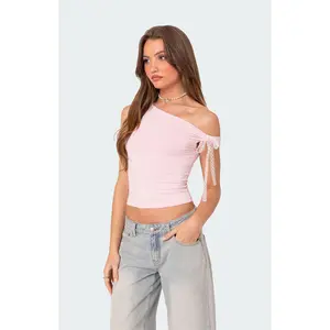 Edikted Women's Lace Bow Asymmetric Top