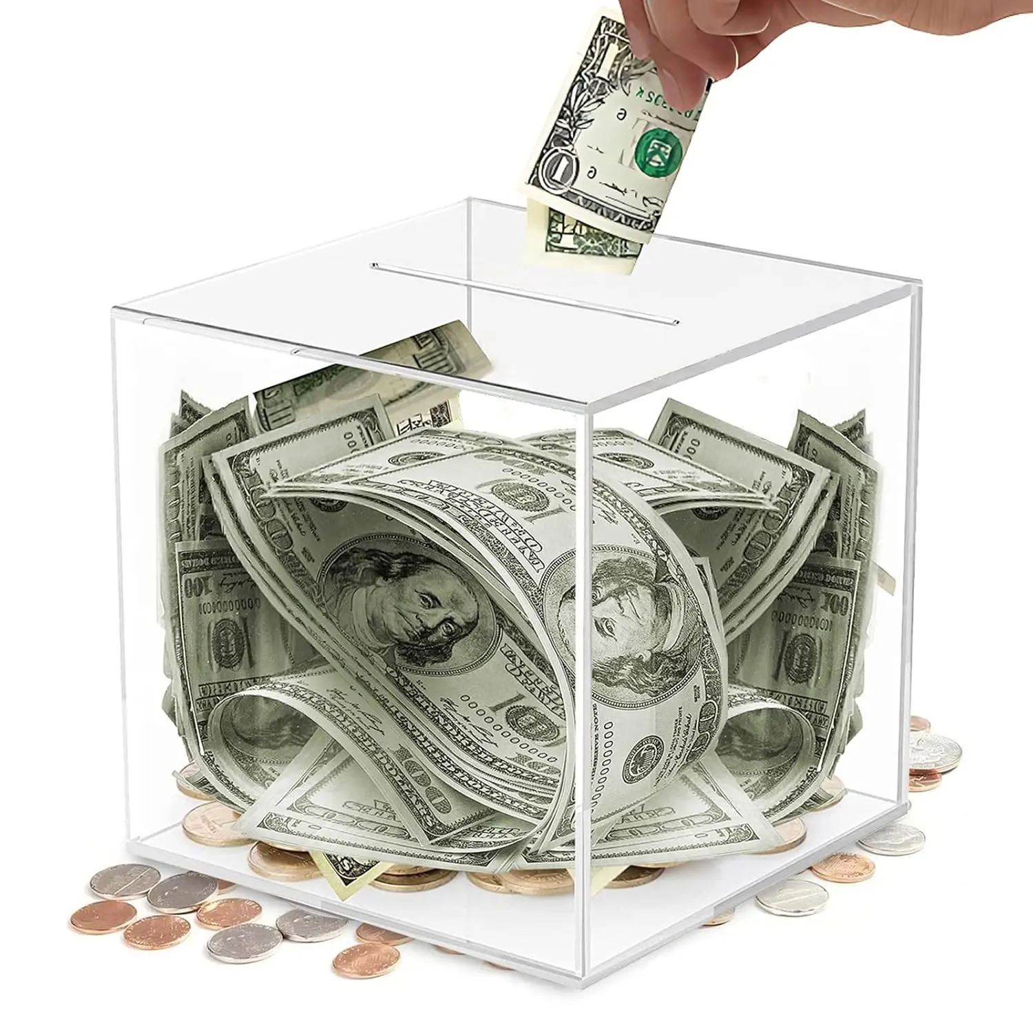 Acrylic Money Box, 1 Count Clear Money Saving Box, Money Saving Box for Home Office, Acrylic Card Box for Weddings & Events, Cash Saving Box, Savings Box