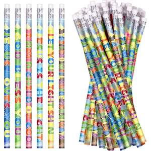 24 count  Verses Pencils Christian Pencils with Inspirational Scripture  Colorful Fun Religious Easter Pencil for Teacher, 6 Styles