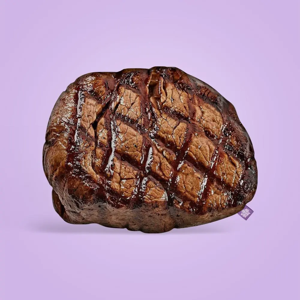 Grilled Steak Pillow | All About Vibe – Life-Like 3D Meat Throw Pillow | Funny Aesthetic Room Decor & Foodie Gift | Soft & Huggable, Handmade in Chicago
