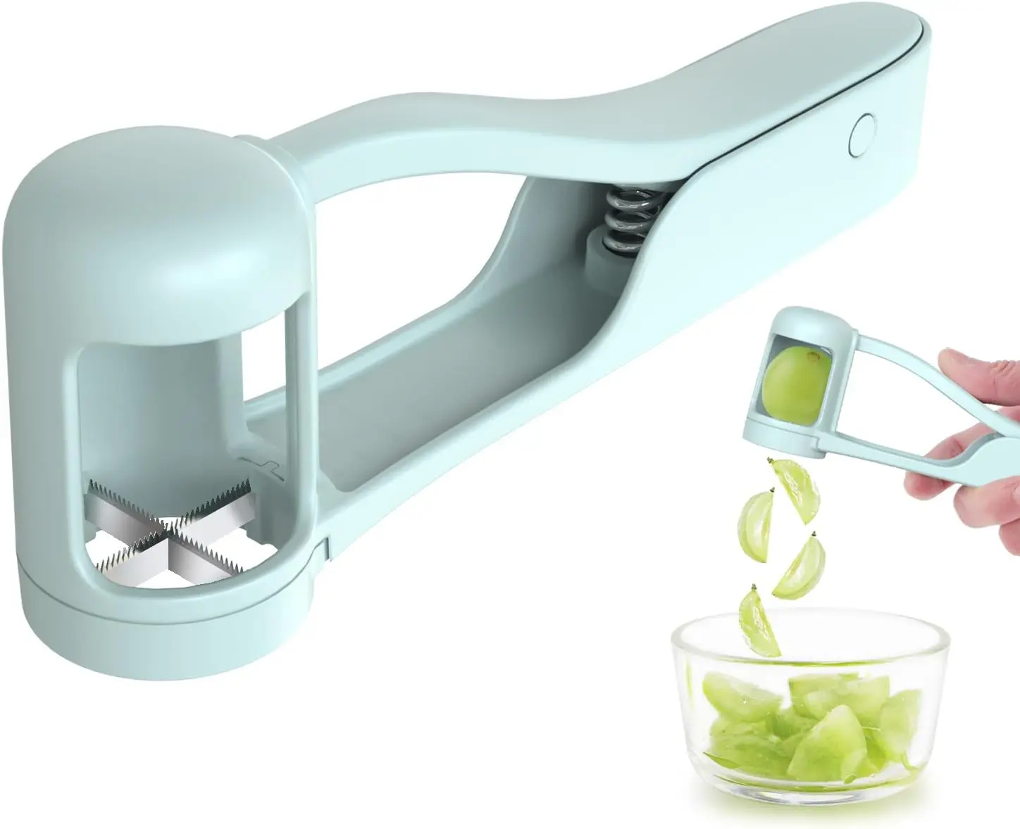 Stainless Steel Grape Cutter Kitchen Utensil with Sturdy Blade - Quartering Tool for Toddlers - Cuts Grapes, Tomatoes, Cherries, Strawberries for Fruit & Vegetable Salad