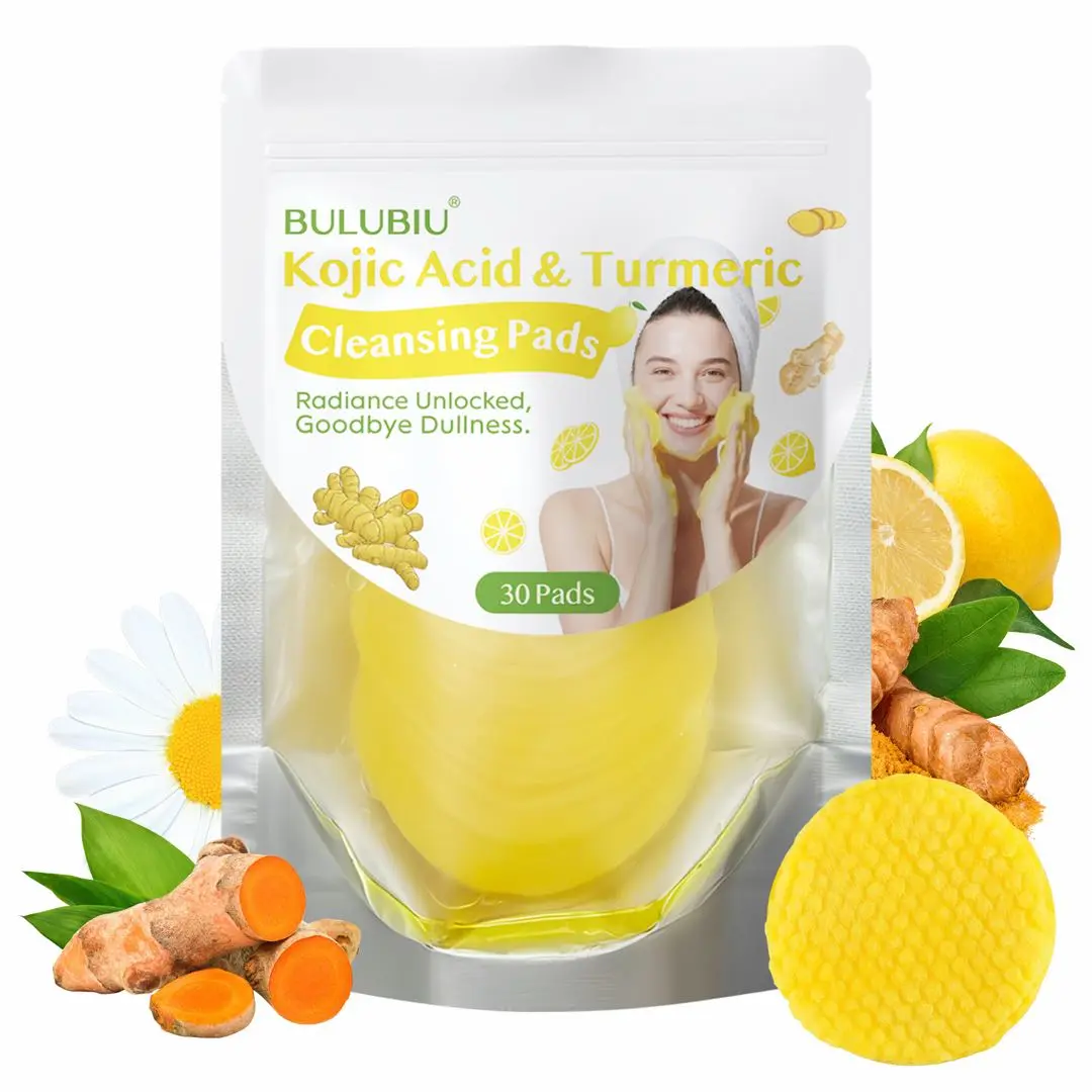 Kojic Acid & Turmeric Exfoliating Pads for Dark Spots & Hyperpigmentation, Deep Cleansing Face & Body Treatment for Normal Skin, Includes Bonus Soap Bar, Daily