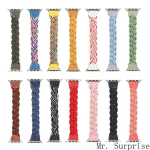 Handmade Braided Twisted Rope Elastic Watch Band for Apple Watch Series 10/9/8/7/6/SE/Ultra, Stretchy Woven Strap