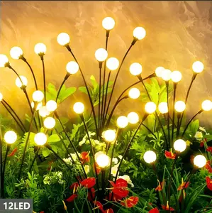 Solar Lights Outdoor(4 Pack,48 LEDs), ASMAD Solar Garden Lights, Outdoor Decorations, Firefly Light for Patio Decor, Big Bulb, Unique Gifts for Women, Gifts for Grandma