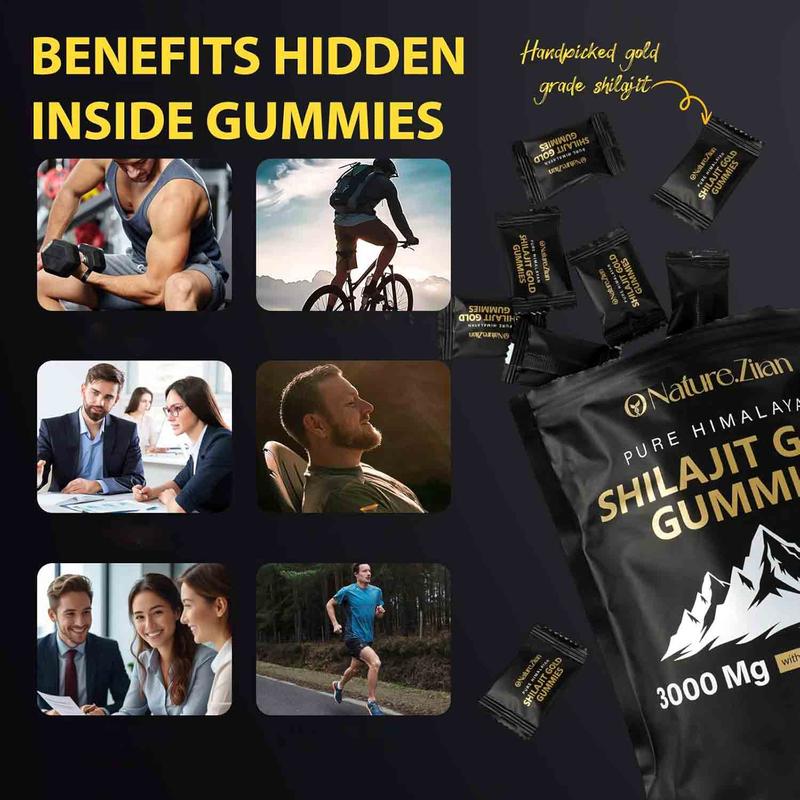 O Nature.Zian Pure Himalayan Shilajit Gold Gummies 3000 Mg with Ashwagandha Gokshura 85+ Minerals 80 Count Authentic Flavor Dietary Supplement