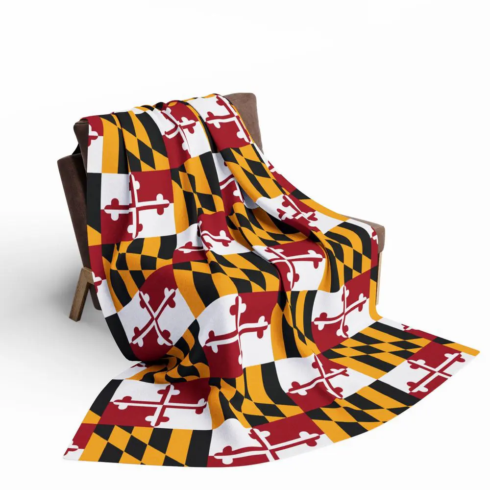 Maryland Flag Fleece Blanket, Cozy Arctic Fleece Blanket with Maryland Flag Design, Available in 3 Sizes, Maryland Gift, Birthday Gift
