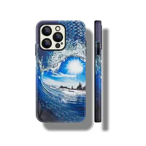 Wave Pattern Phone Case for iPhone 11 12 13 14 15 16 Pro Max, Trendy Aesthetic Design for Vacation and Relaxation, Natural Vibe Style