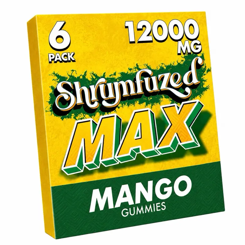 MAX Mango Gummies, 6 Count, High Potency Plant-Based Mushroom Gummies, Soft Chewy Gummies, 100% Organic Ingredients, High-Quality Formula, Freshness-Sealed, Secure Reusable Metal Tin, Travel-Friendly Packaging, Proudly Made in USA