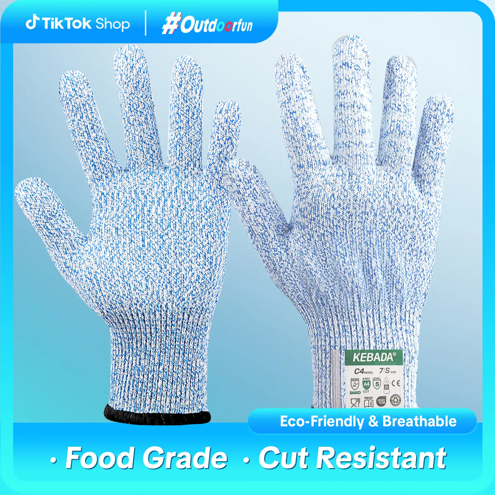 Kebada Cut Resistant Gloves, 100% Food Grade Cutting Gloves, ANSI A4 Protection Anti Cut Gloves