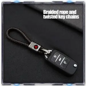 Car key hand-knitted keyring leather For Mitsubishi ASX Lancer Pajero Outlander L200 EVO Lancer EX