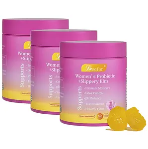 3 Botte LEEFAR Her Probiotics Gummies KF - All in One Solution with Slippery Elm and Prebiotics & Lactobacillus Probiotic Blend for Women's pH Balance and Dryness Hawaiian Pineapple Gummies Dietary Supplement